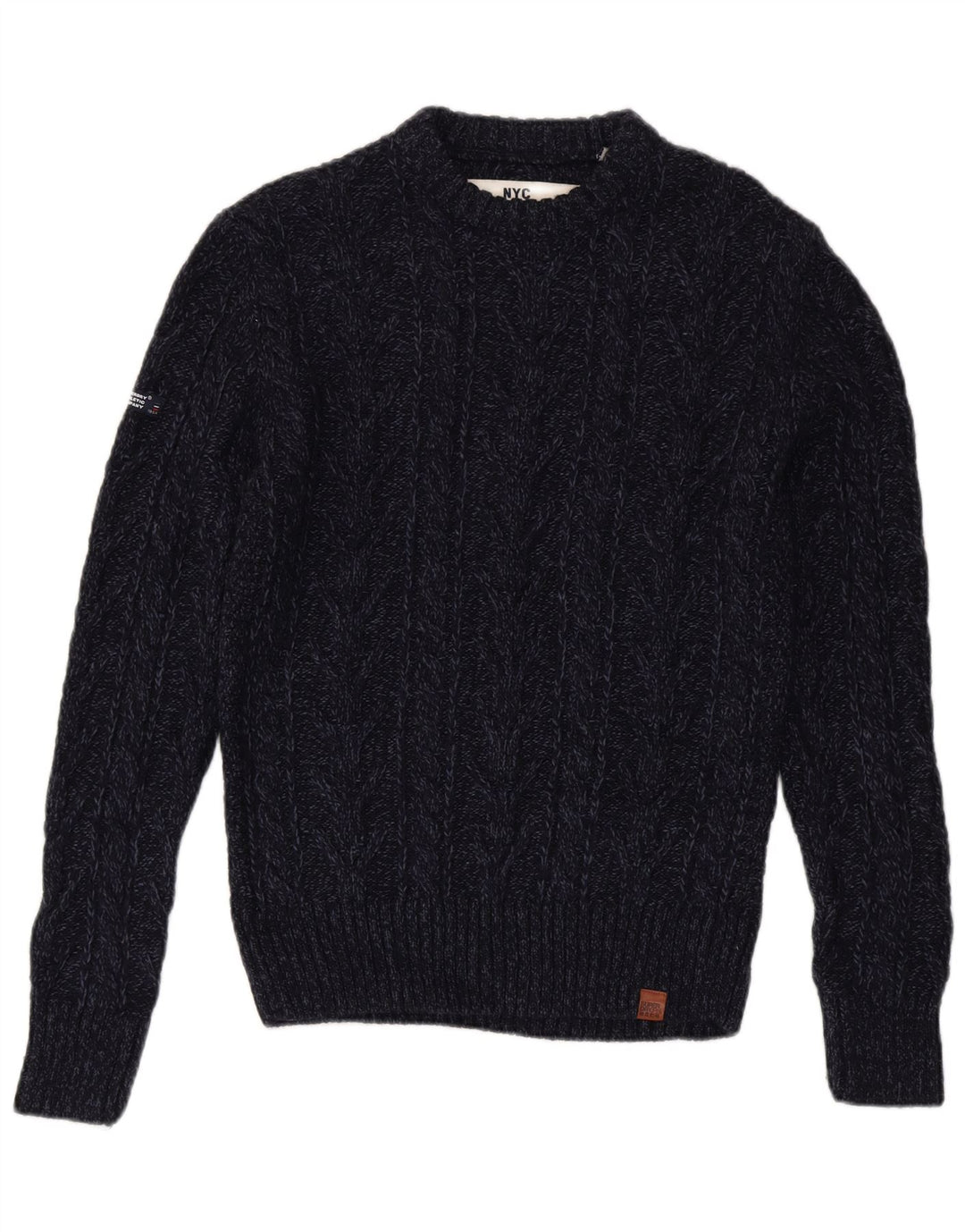 Maglione maglione girocollo da uomo Superdry grande acrilico blu navy
