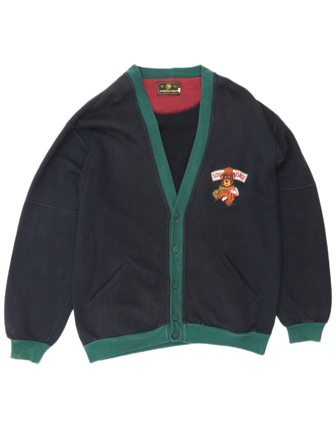 Maglione cardigan da uomo della South Coast IT 48 Blocco colore blu navy medio