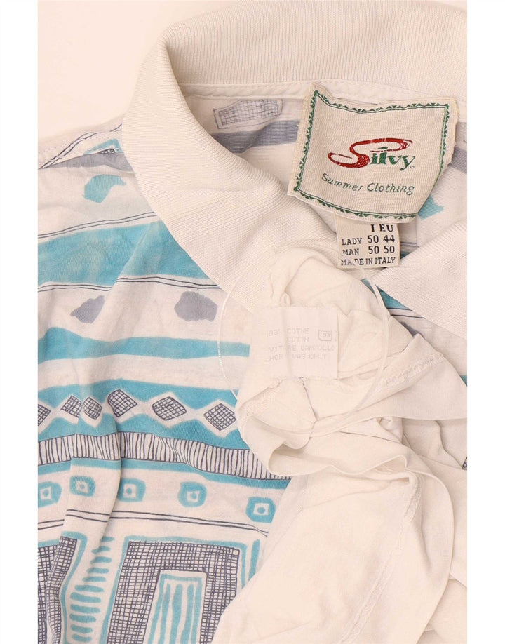 Polo da uomo Silvy IT 50 cotone geometrico bianco medio