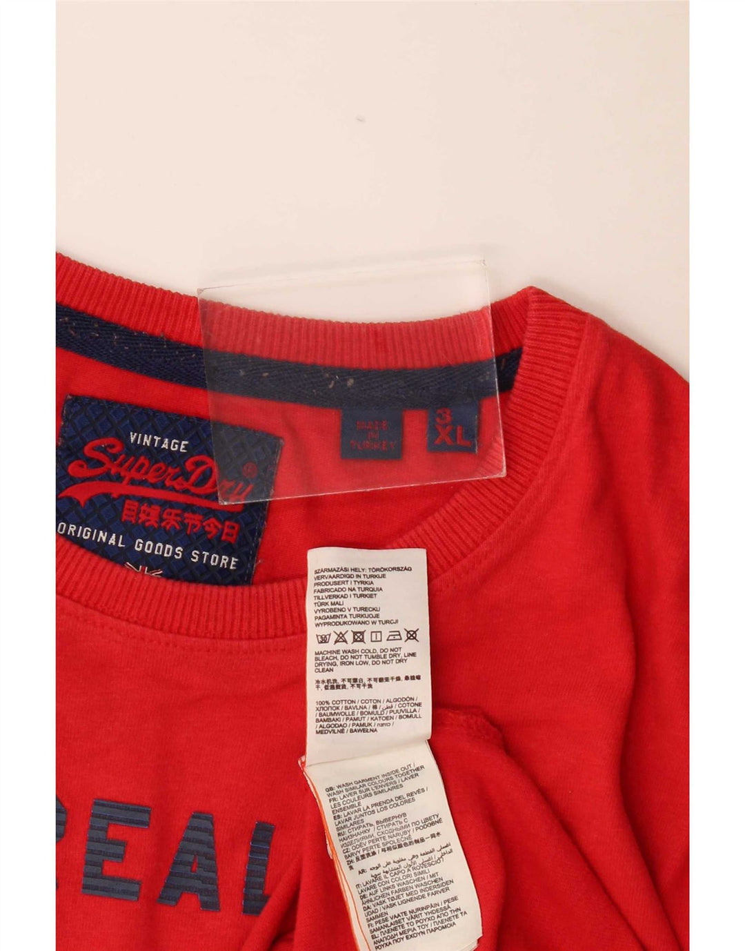 Top grafico da uomo Superdry manica lunga 3XL rosso cotone moderno