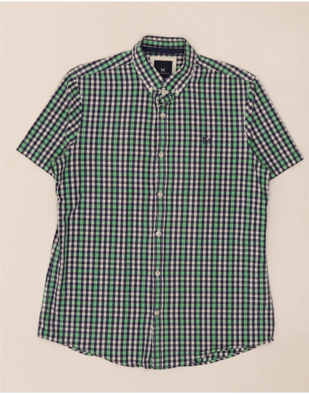 CREW CLOTHING Camicia da uomo a maniche corte in cotone a quadretti multicolore medio
