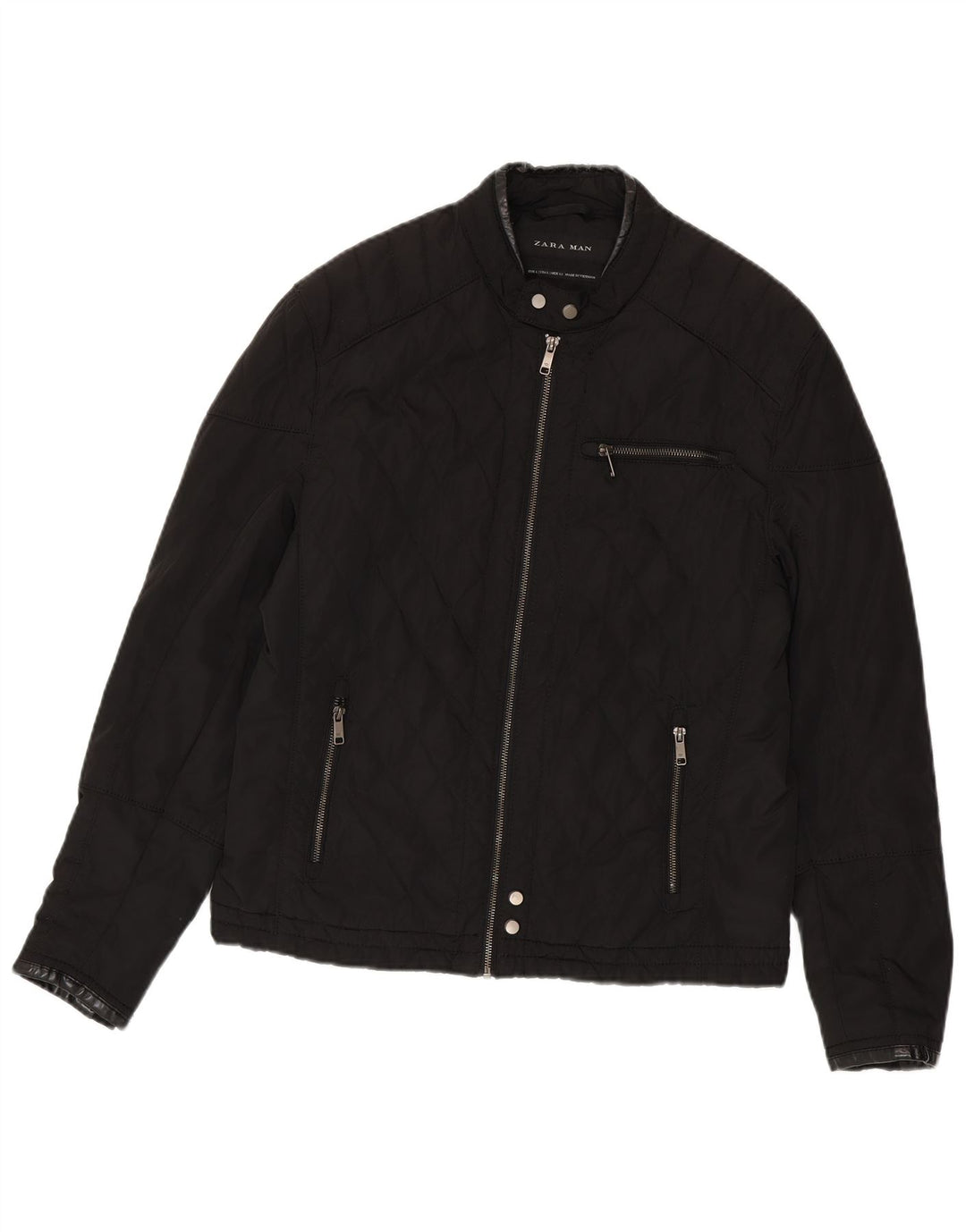 Giacca trapuntata da uomo Zara UK 40 grande poliestere nero