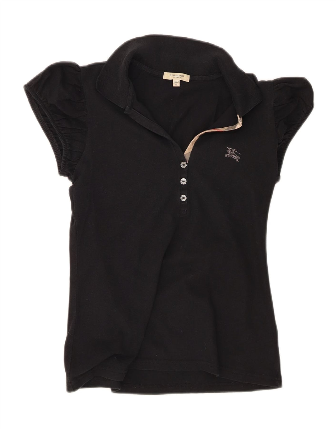 Polo Donna Burberry Media Nera In Cotone
