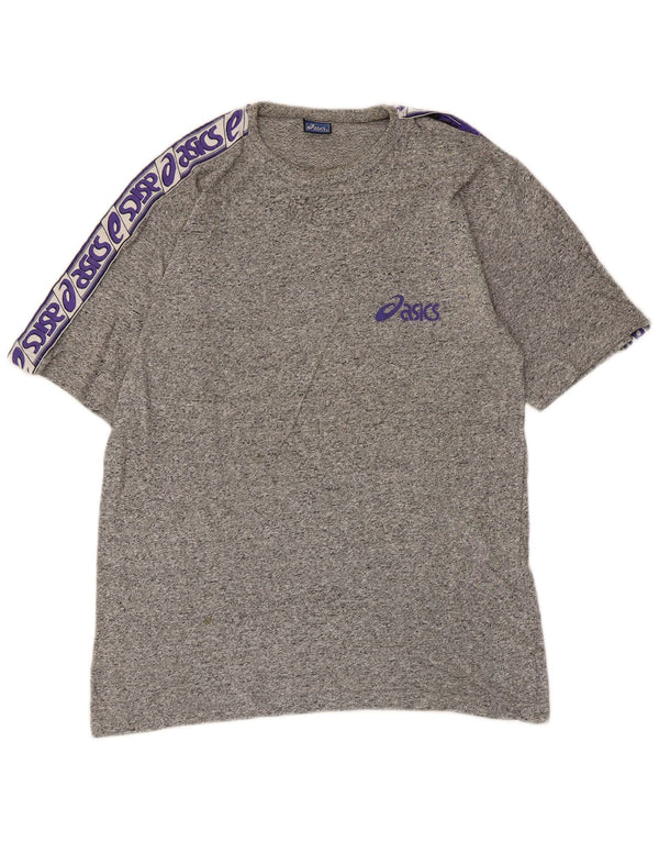 T-shirt grafica da uomo Asics Top in cotone chiazzato grigio piccolo