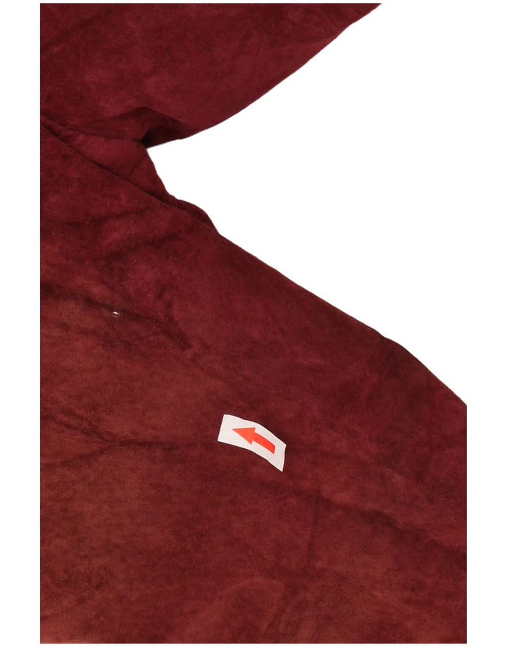 Giacca da donna in pelle scamosciata Sherpa VINTAGE UK 14 in pelle bordeaux media