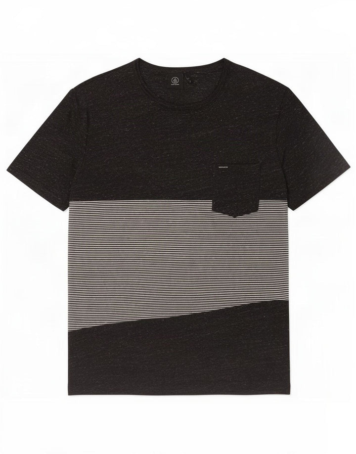 T-shirt da uomo Volcom Top grande in cotone a righe nere