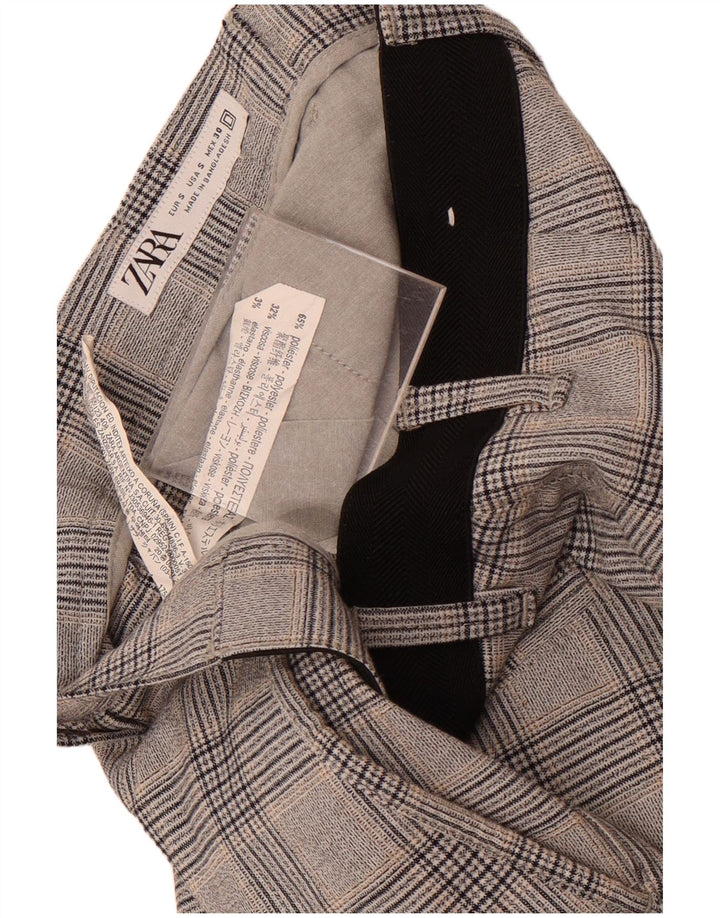 Pantaloni da abito dritti da donna Zara piccoli W30 L29 poliestere a quadri grigi