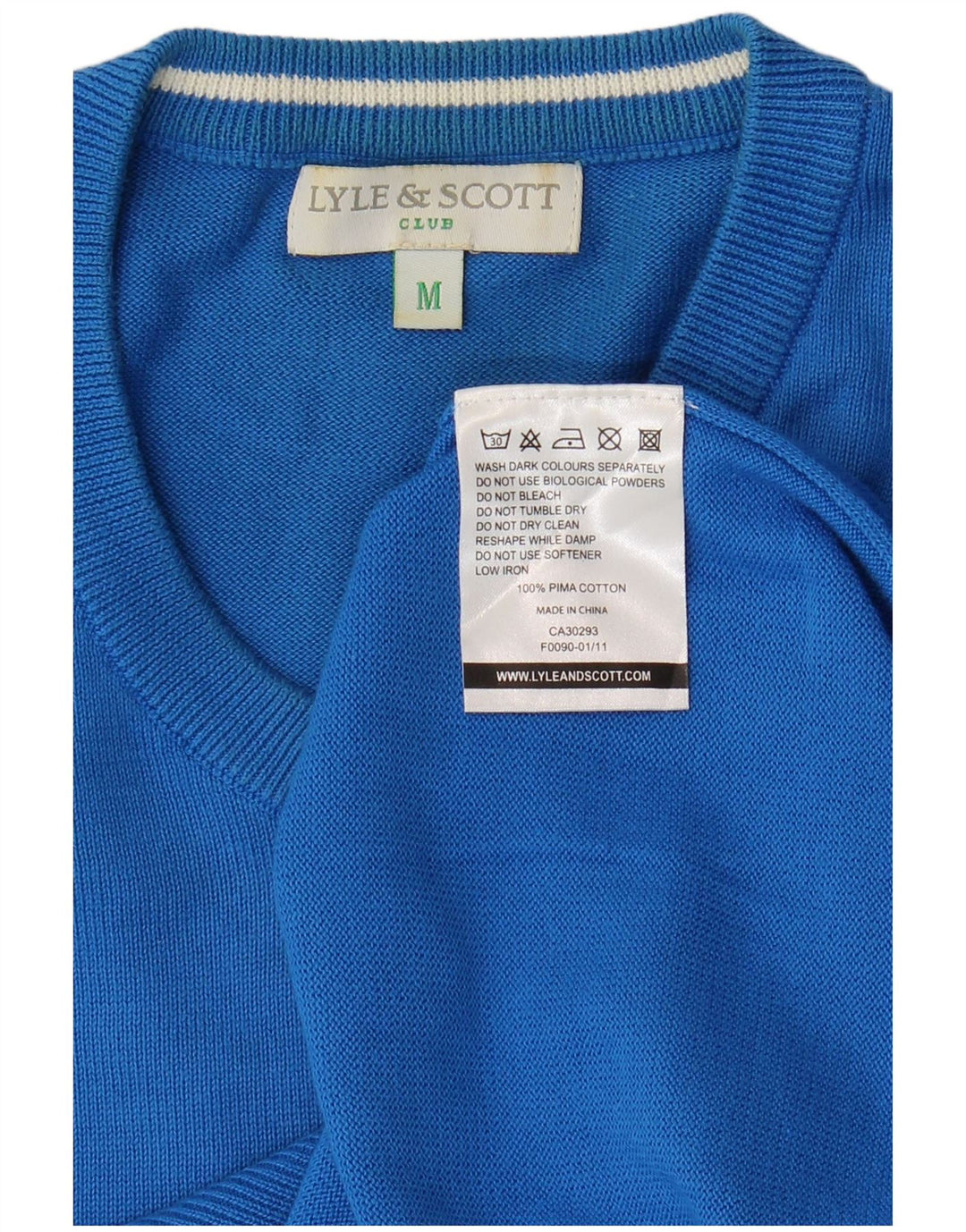 Maglione da uomo con scollo a V Lyle & Scott in cotone blu medio