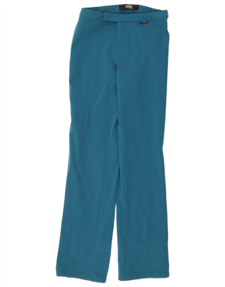 Pantaloni casual dritti da donna Versace W30 L34 blu poliammide