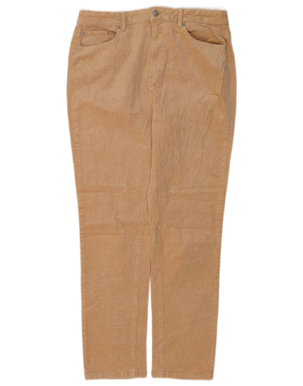 Pantaloni di velluto a coste affusolati da donna Marks & Spencer UK 16 Large W34 L30 Beige