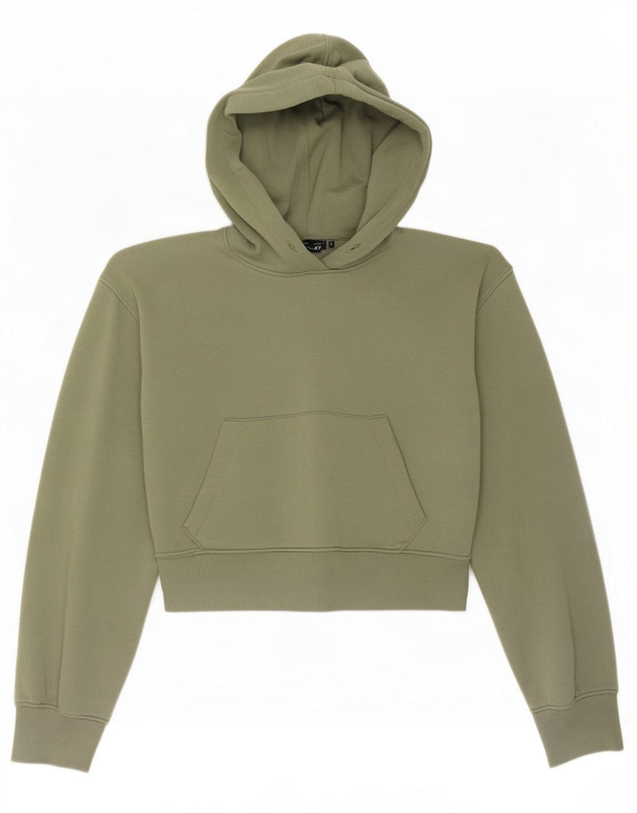 Maglia corta con cappuccio da donna Zara UK 10 piccola verde poliestere