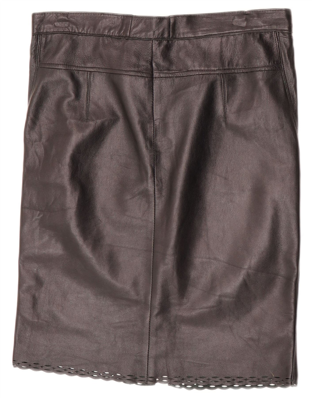 Gonna in pelle vintage da donna W31 media nera
