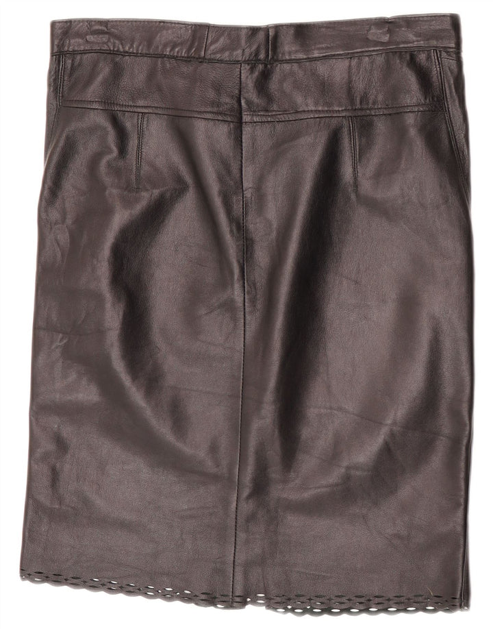 Gonna in pelle vintage da donna W31 media nera