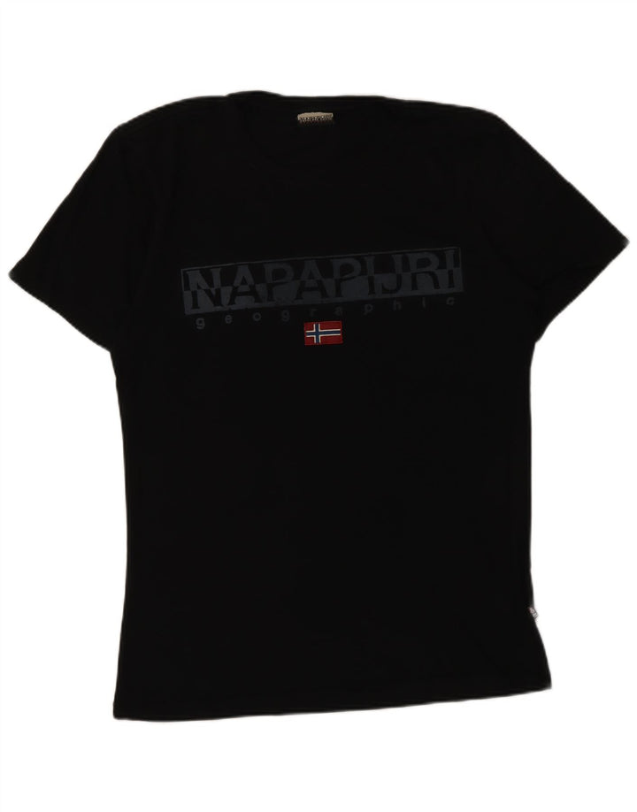 NAPAPIJRI Mens Graphic T-Shirt Top Small Black Cotton