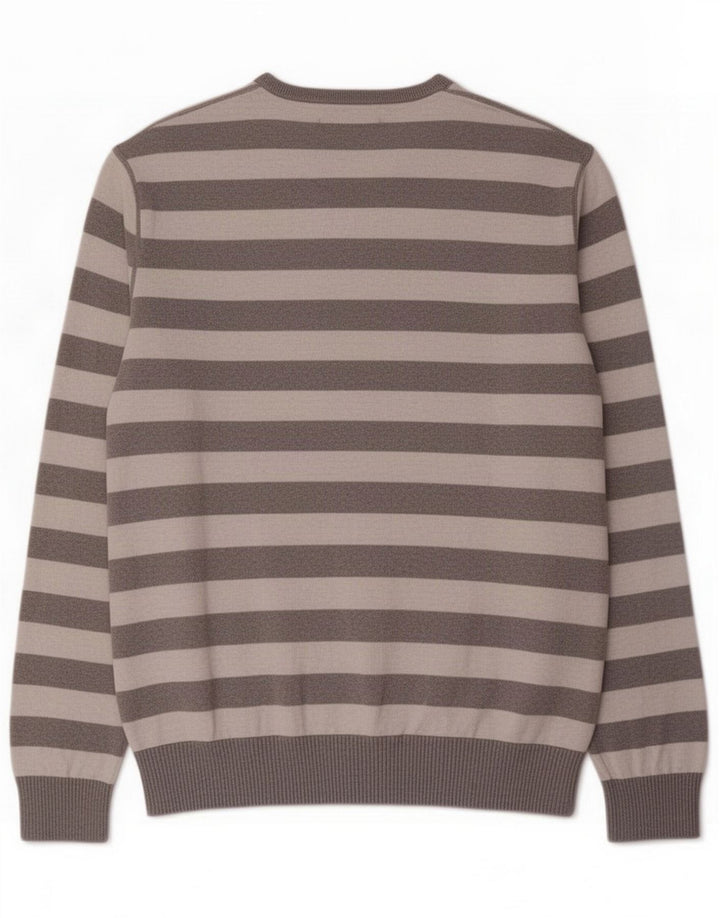 Gap Maglione girocollo da uomo girocollo in cotone a righe grandi grigie