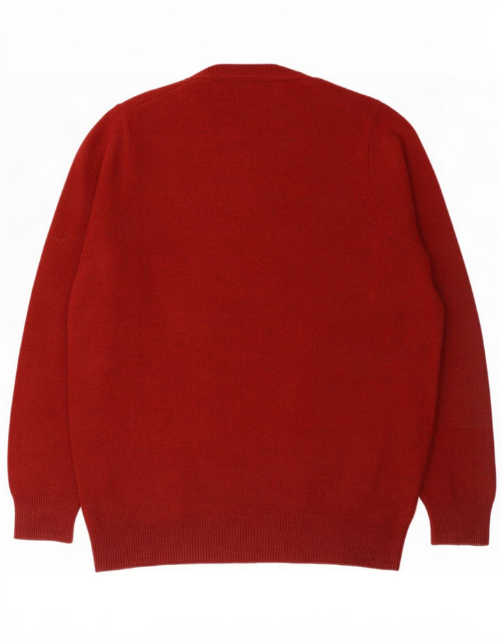Maglione maglione girocollo da uomo Marks & Spencer grande lana d'agnello bordeaux