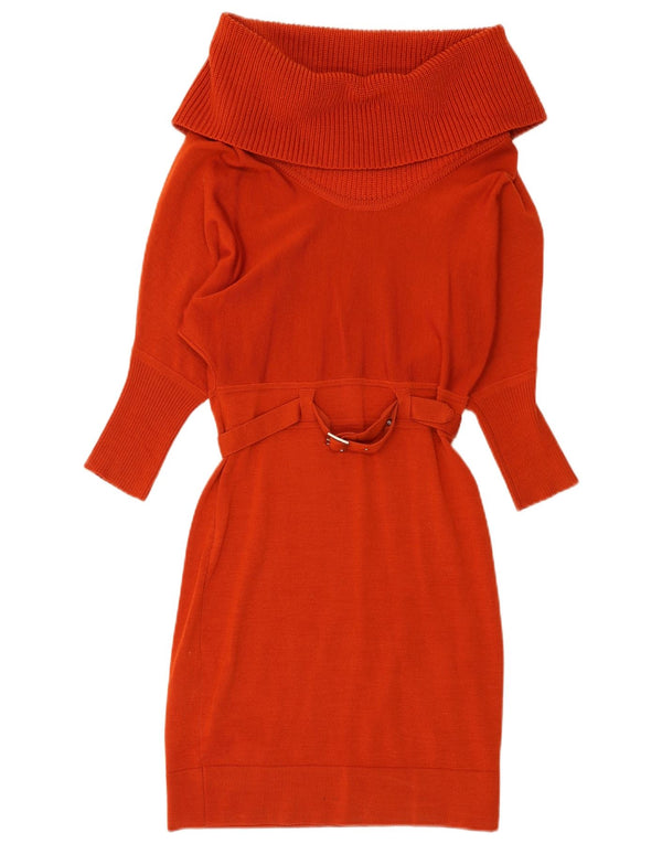 Karen Millen Abito maglione da donna a maniche lunghe con collo alto UK 2 2XS Lana rossa