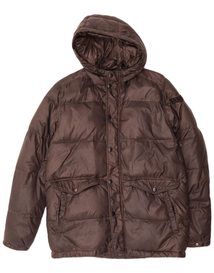 Giacca imbottita con cappuccio da uomo Diesel UK 38 Nylon grigio medio