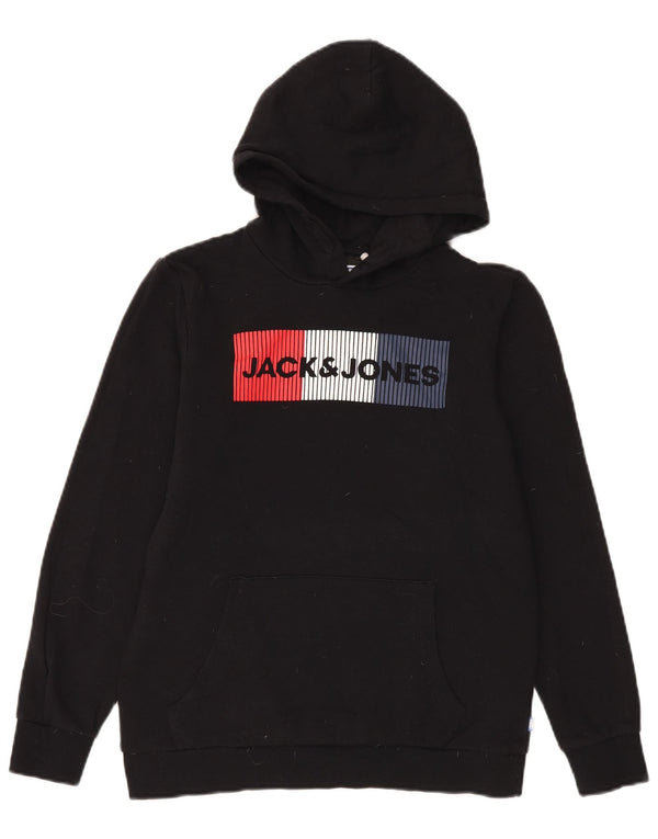 Maglione con cappuccio grafico da ragazzo Jack & Jones 13-14 anni in cotone nero
