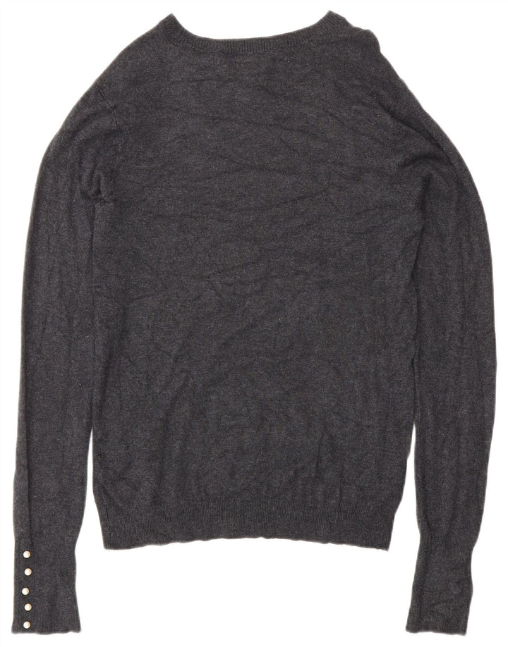 Maglione maglione con scollo a barca da donna Zara UK 12 Viscosa grigio medio
