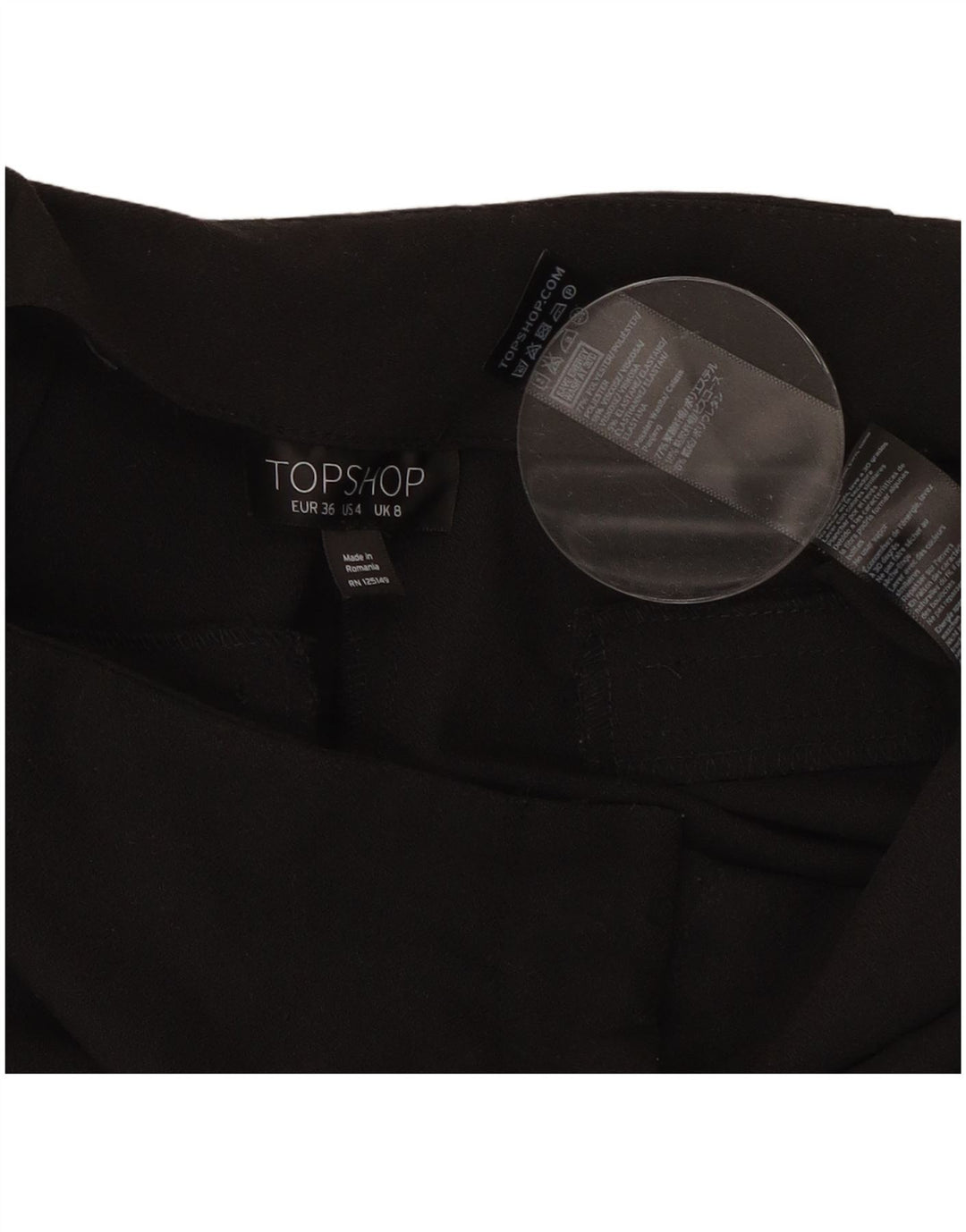 Topshop Pantaloni Capri da donna UK 8 Small W27 L22 Poliestere nero