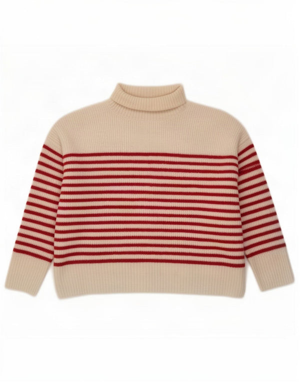 Maglione corto da donna Zara con collo alto, taglia UK 16, a righe grandi, bianco sporco