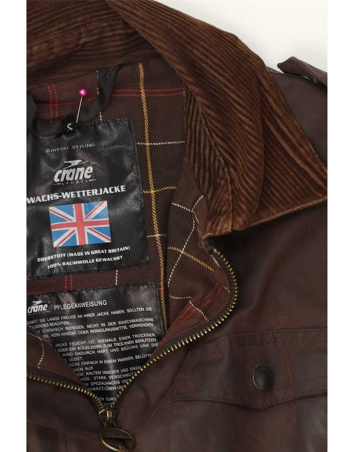 Giacca cerata oversize militare da donna Crane UK 10 piccola marrone