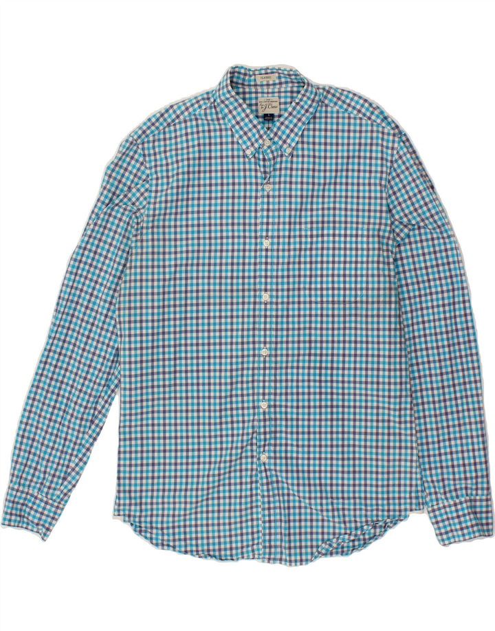J. CREW Mens Classic Fit Shirt Large Blue Check Cotton Vintage J. Crew and Second-Hand J. Crew from Messina Hembry 
