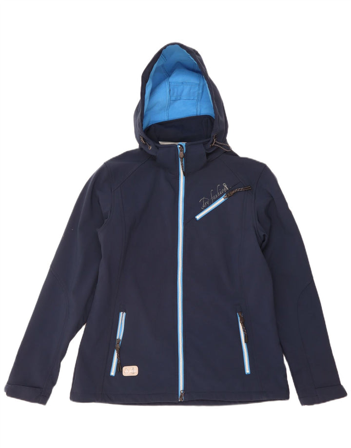 Giacca a vento con cappuccio da donna vintage EU 40 poliestere medio blu navy