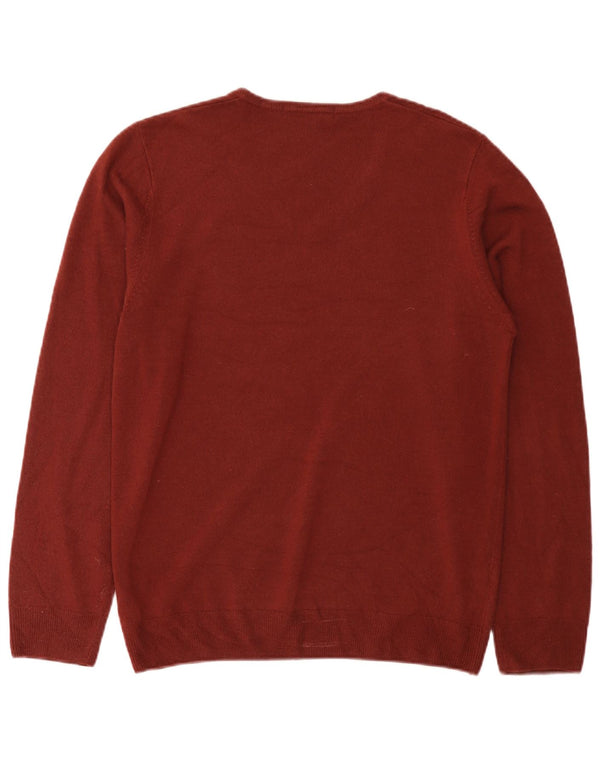 Maglione da uomo Marks & Spencer con scollo a V, acrilico bordeaux medio