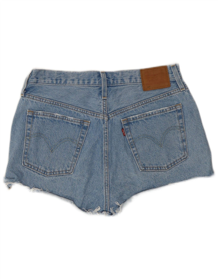 Pantaloncini di jeans a vita alta Levi's 501 da donna W28 cotone blu medio