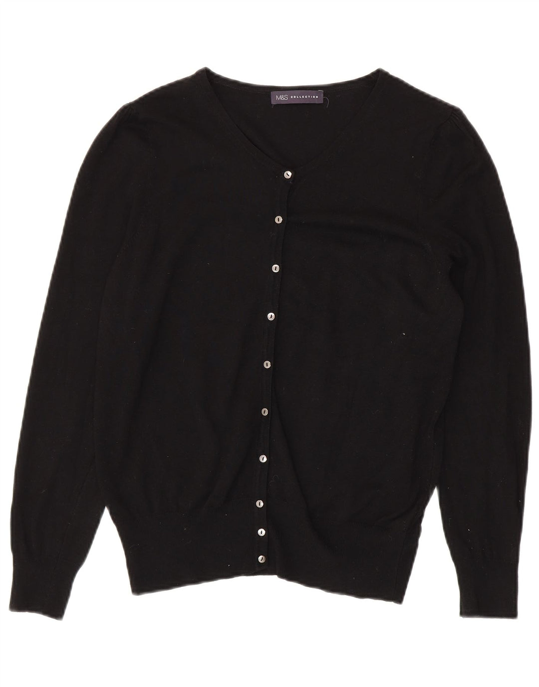Maglione cardigan da donna Marks & Spencer UK 16 grande viscosa nera