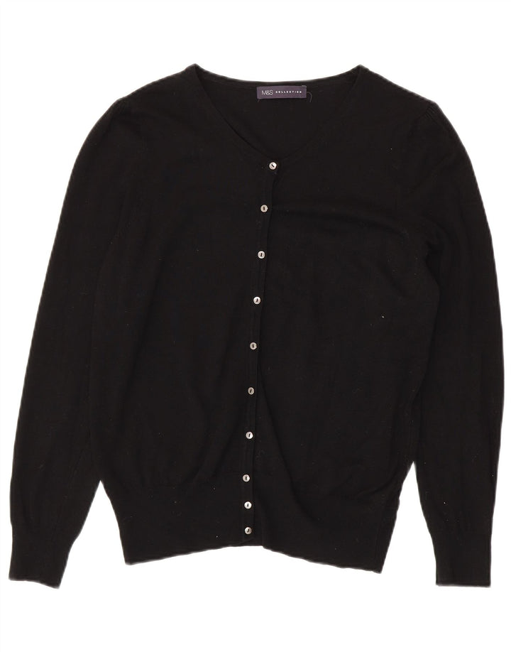 Maglione cardigan da donna Marks & Spencer UK 16 grande viscosa nera