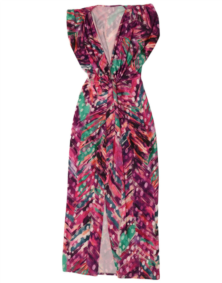 Abito tubino vintage da donna con motivo astratto UK 12 medio multicolore