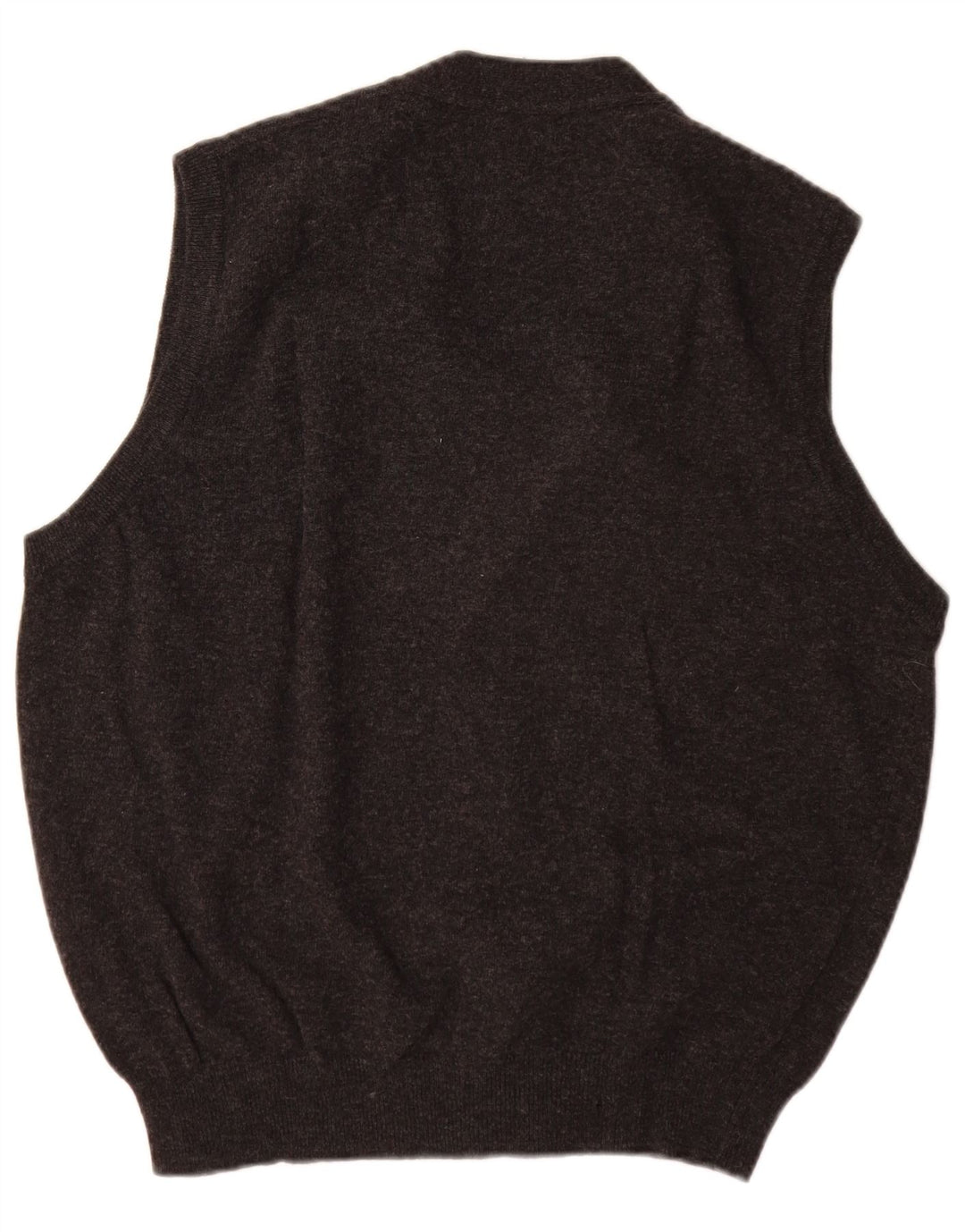 Maglione Cardigan Senza Maniche Uomo Benetton Grigio Medio Lana Vergine