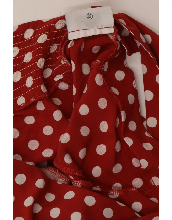 Abito scampanato da donna VINTAGE EU 38 Viscosa a pois bordeaux medio