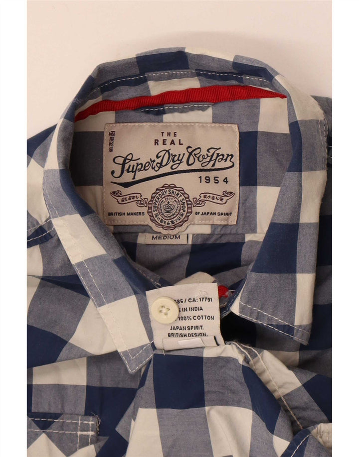 Camicia da uomo Superdry in cotone a quadretti blu medio