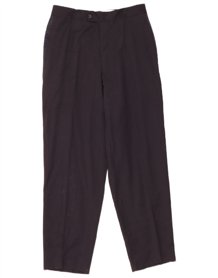 Pantaloni da abito dritti vintage da uomo IT 48 medi W30 L30 blu navy