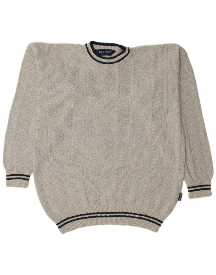 Maglione maglione girocollo da uomo VINTAGE XL in cotone grigio