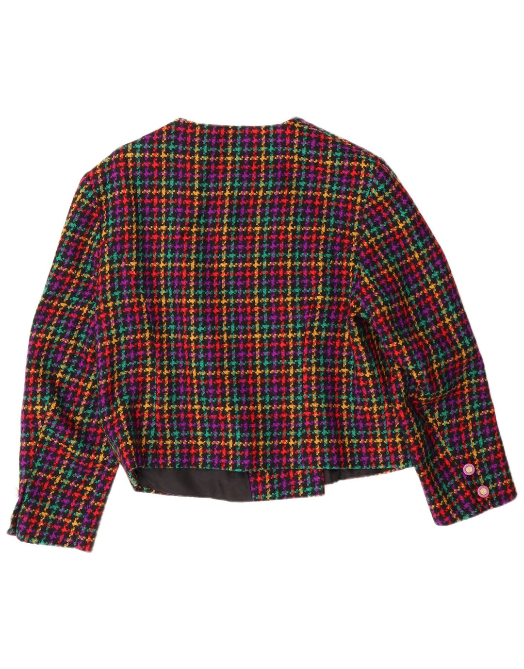 Giacca blazer doppiopetto da donna VINTAGE EU 44 XL a quadri multicolore