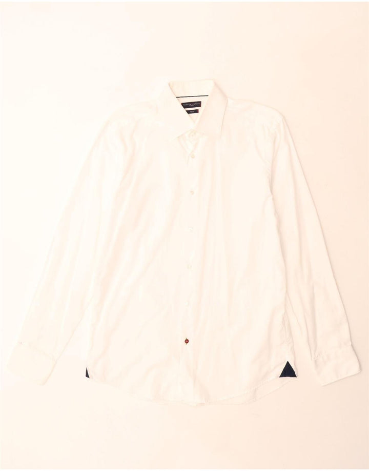 Camicia aderente su misura da uomo Tommy Hilfiger in cotone bianco medio