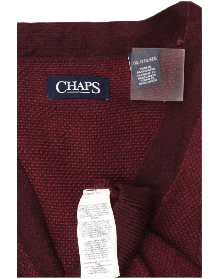 Maglione cardigan da uomo Chaps 2XL in cotone bordeaux