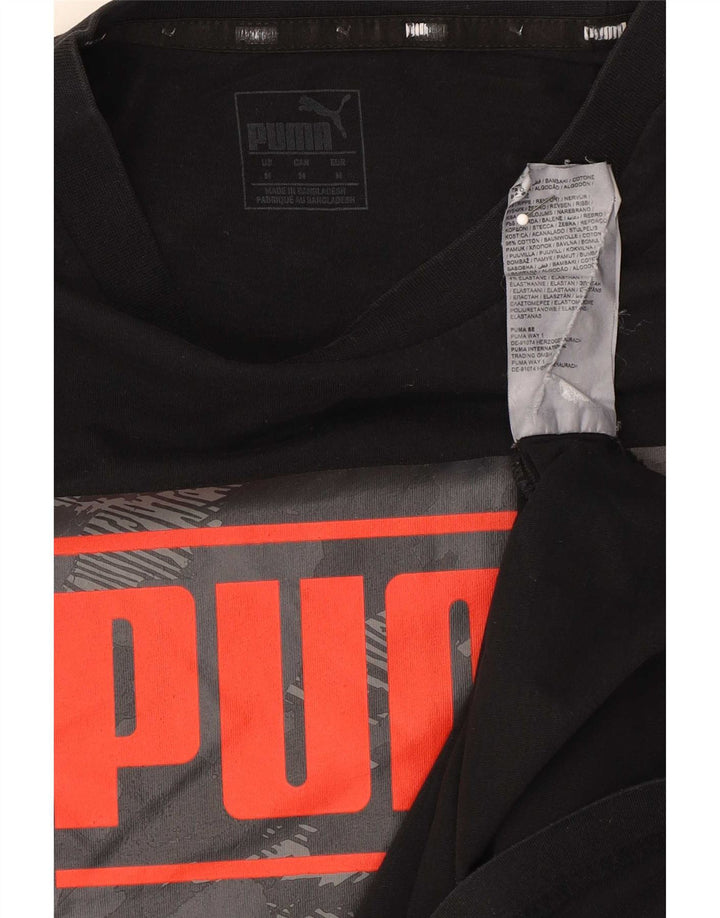 T-shirt grafica da uomo Puma Top in cotone nero medio