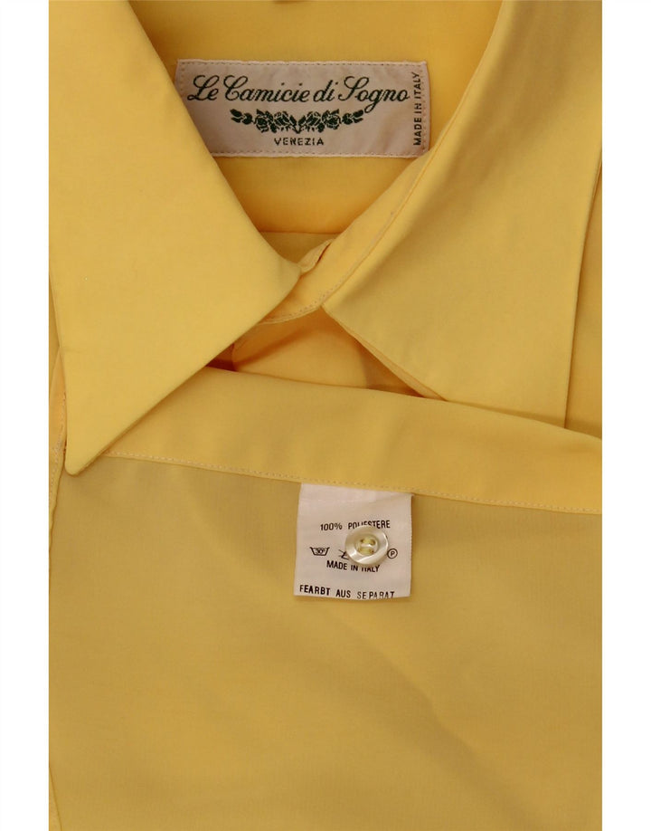 Camicia vintage da uomo a maniche corte grande poliestere giallo