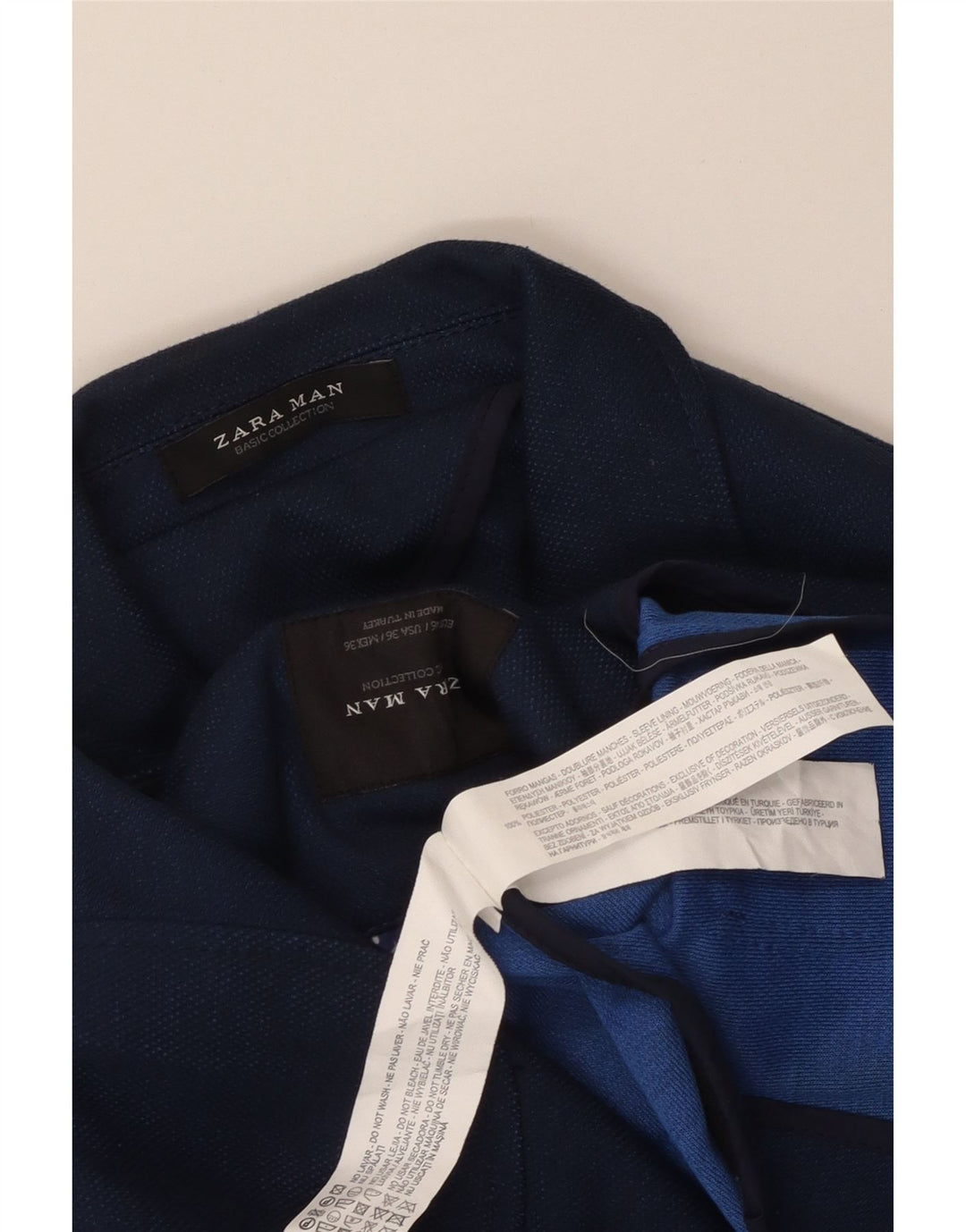 Giacca blazer da uomo a 2 bottoni Zara EU 46 piccola in poliestere blu navy