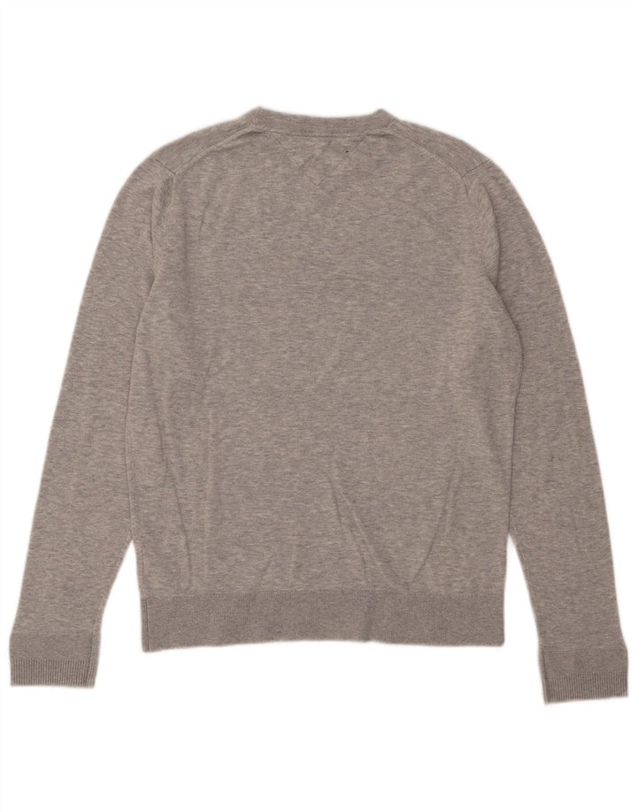 Maglione maglione girocollo da donna Tommy Hilfiger UK 12 Cotone grigio medio