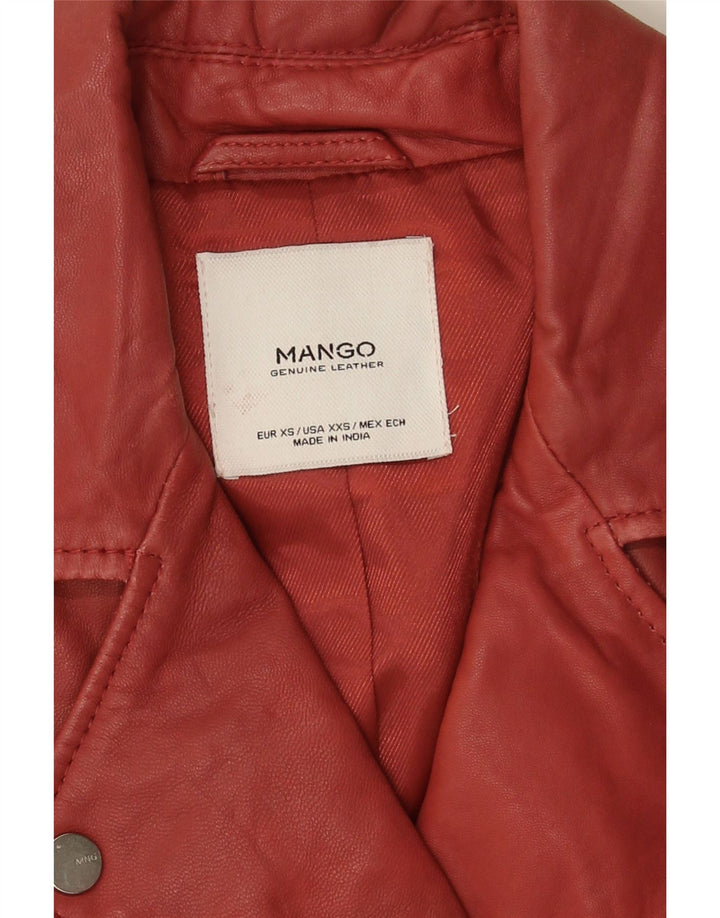 Giacca da motociclista in pelle da donna Mango UK 6 XS in pelle rossa