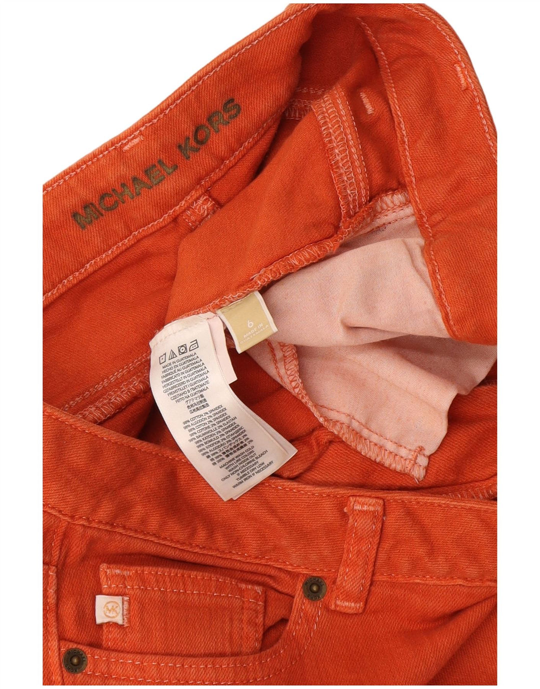 Jeans slim da donna Michael Kors US 6 medio W34 L32 cotone arancione