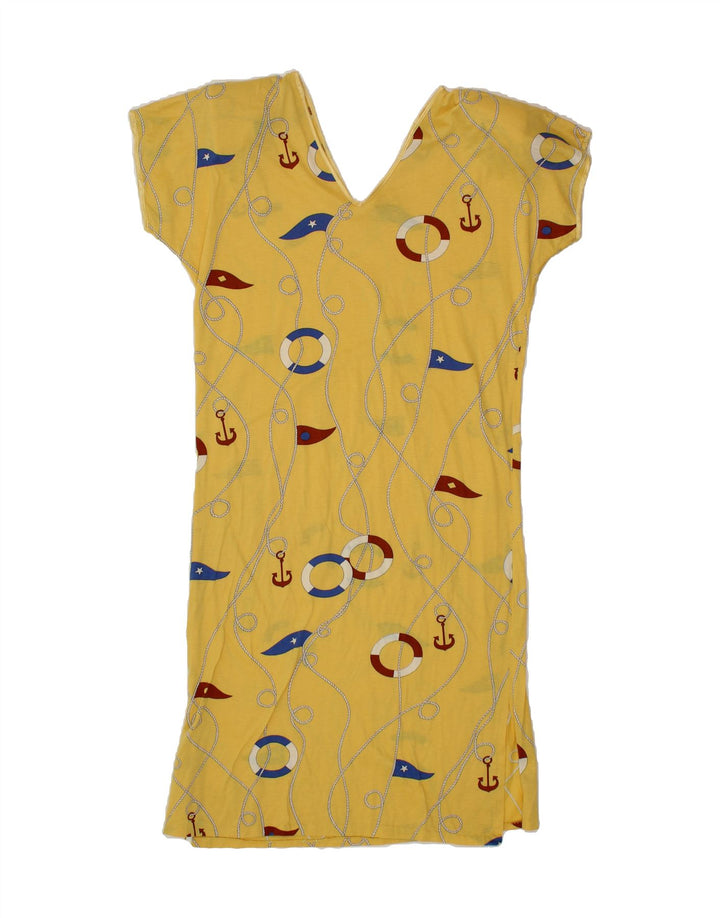 VINTAGE Womens Graphic Sundress UK 14 Large Yellow Vintage Vintage and Second-Hand Vintage from Messina Hembry 