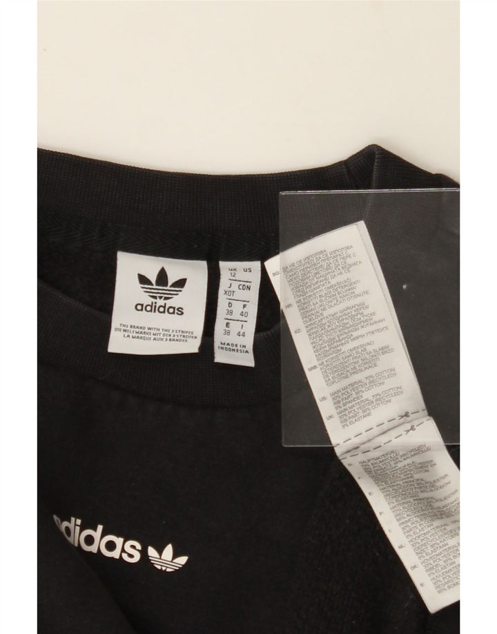 ADIDAS Womens Oversized Graphic Sweatshirt Jumper UK 12 Medium  Black Vintage Adidas and Second-Hand Adidas from Messina Hembry 